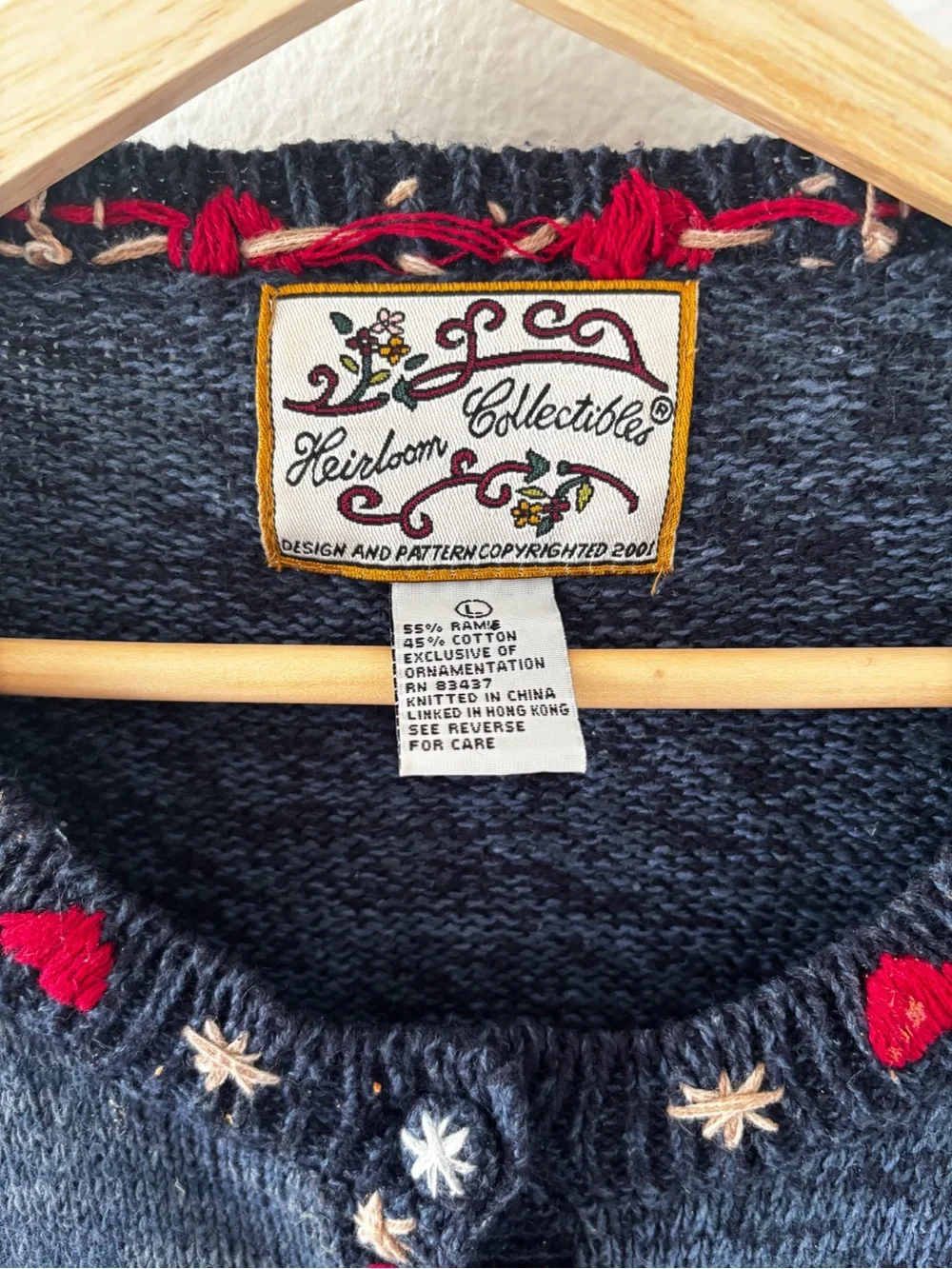 Vintage-Inspired Navy Heart Patchwork Cardigan Sweater